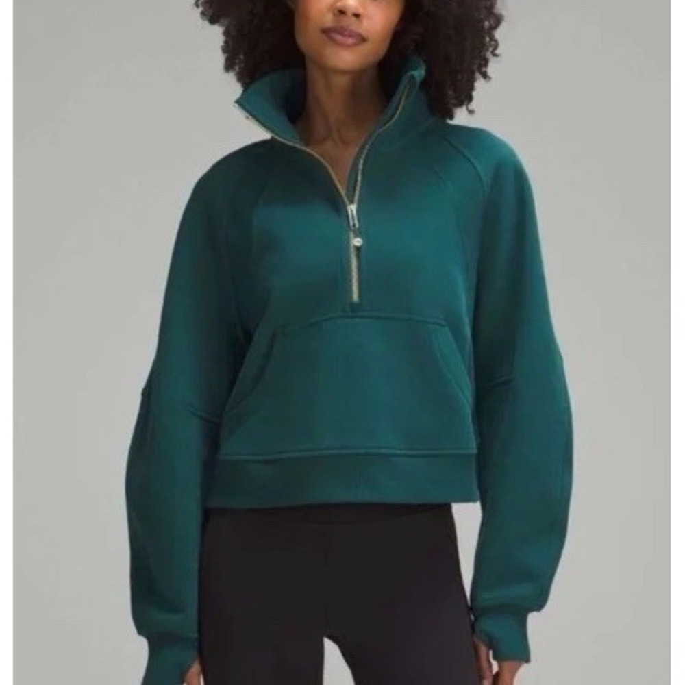 Lululemon Scuba Oversized Funnel Neck Half Zip M/L Green Pullover Sweatshirt